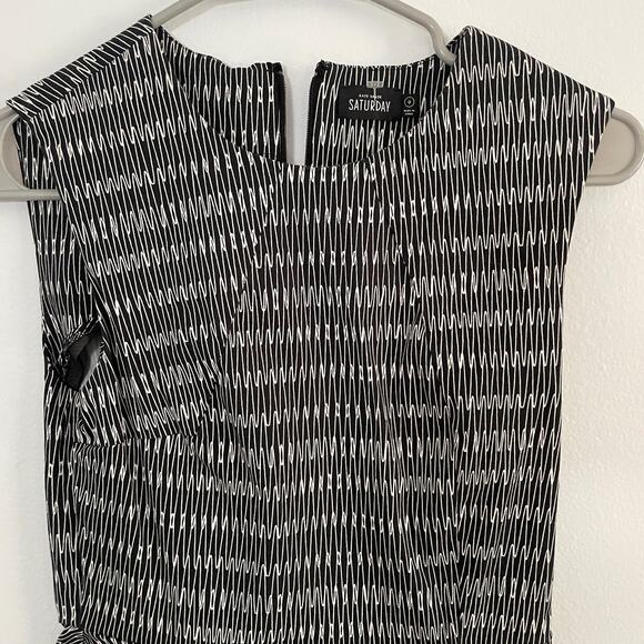 Kate Spade Saturday Black Print Pockets Sleeveless Fit and Flare Dress Size 0 - Picture 4 of 13